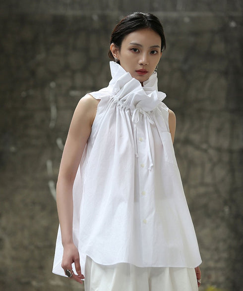 Gather Stand Collar Blouse