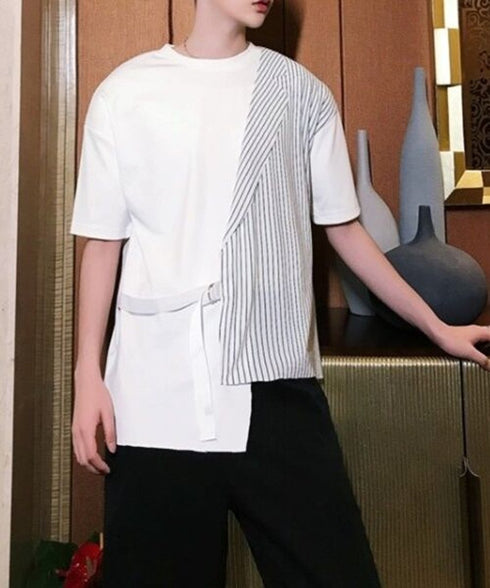 Half Stripe Panel T-Shirt