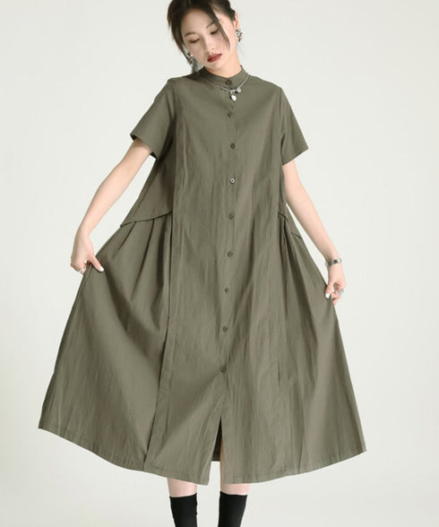 Asymmetric Button Minimal Dress