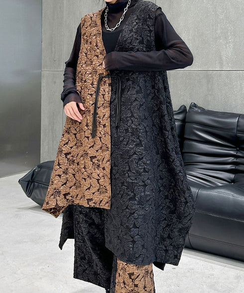 Ripple-fabric Vest&Pants Co-ord