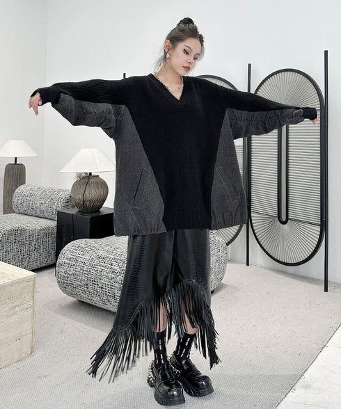 Fringe Faux Leather Skirt