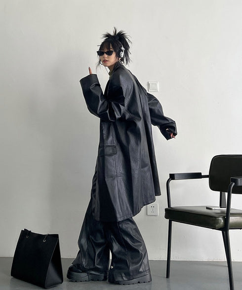 Oversized Faux Leather Jacket