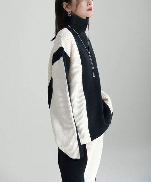 Bicolor Sweater & Skirt Co-ord
