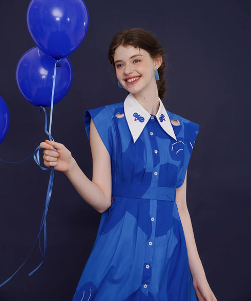 Blue Bird Flare Dress