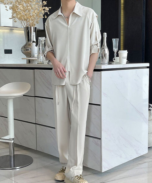 Zipper Sleeve Relaxed Set