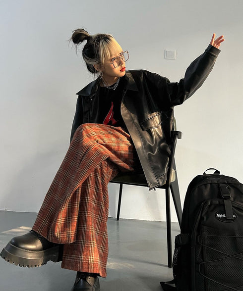 Flap Pocket Faux Leather Jacket