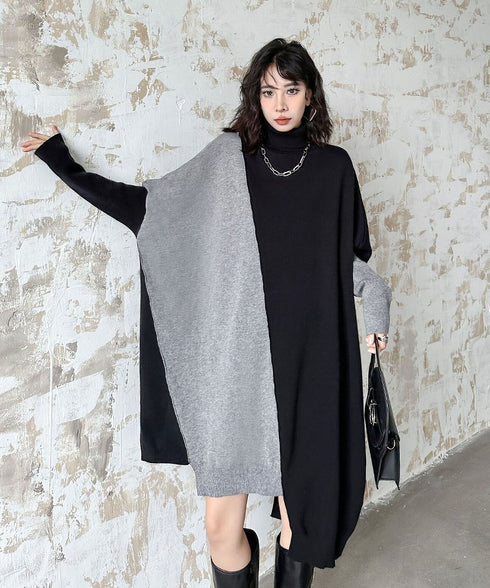 Diagonal Switch Sweater Dress