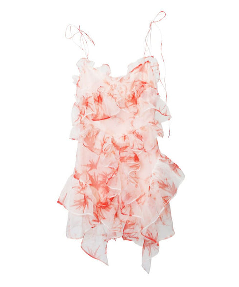Floral Ruffled Organza Dress