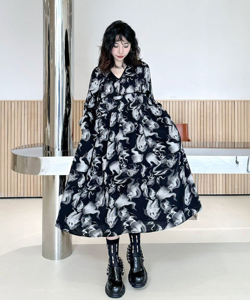 Smoke Marble Flare Dress