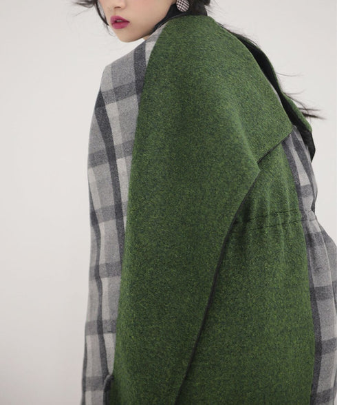 Waist Drawstring Cape Coat