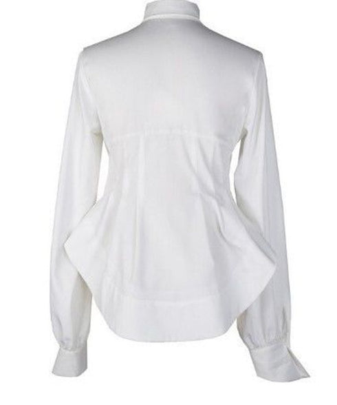 white pleated loose blouse