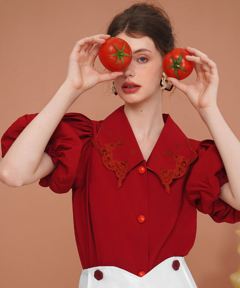 Rabbit Balloon Sleeve Blouse