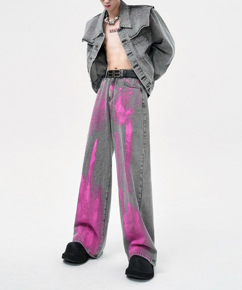 Paint Graphic Wide Denim