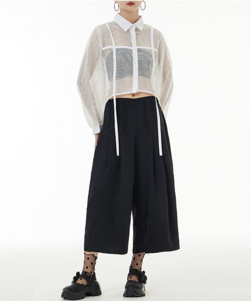 Side Long Mesh Blouse