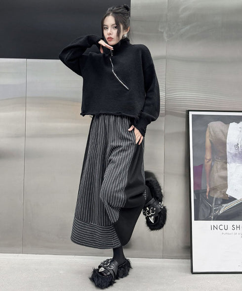 Panel Stripe Wide Pants