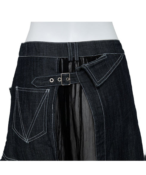 Hem Tulle Denim Skirt