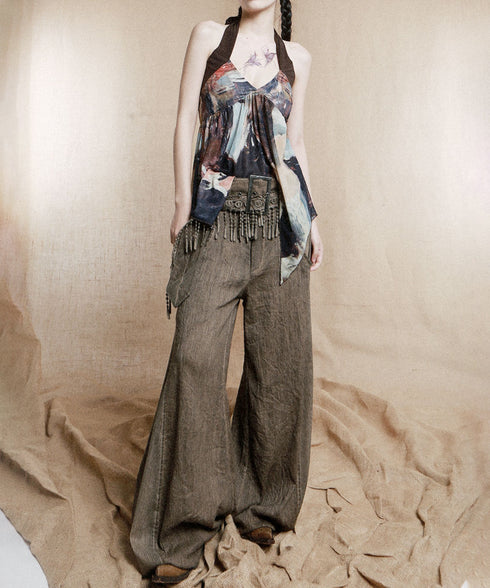 Tassel Belt Lantern Pants