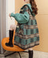 Plaid Patchwork Knit Hooded Jacket