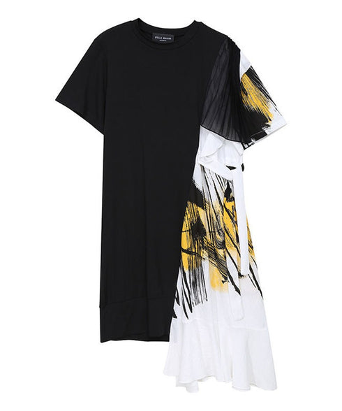 half wrap brushstroke dress
