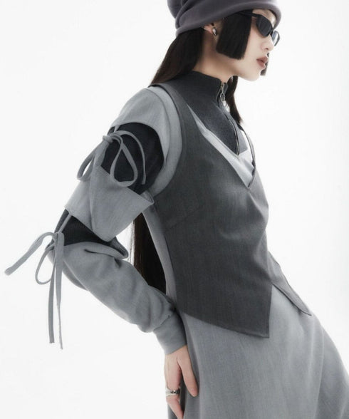 Layered Zip Collar Dress