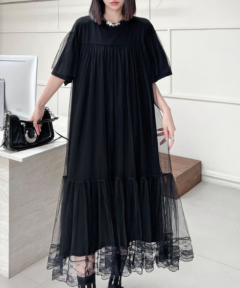 Mesh Layered Flare Dress