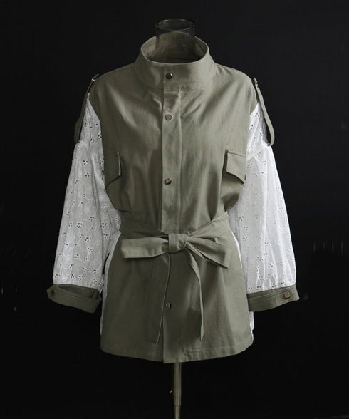 Lace Switching Short Coat