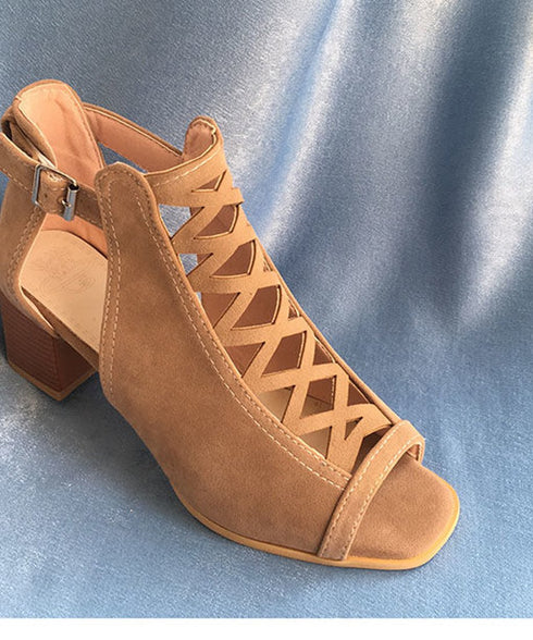 Cross Lace Open Toe Sandals