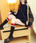 Back Plaid Cable Sweater