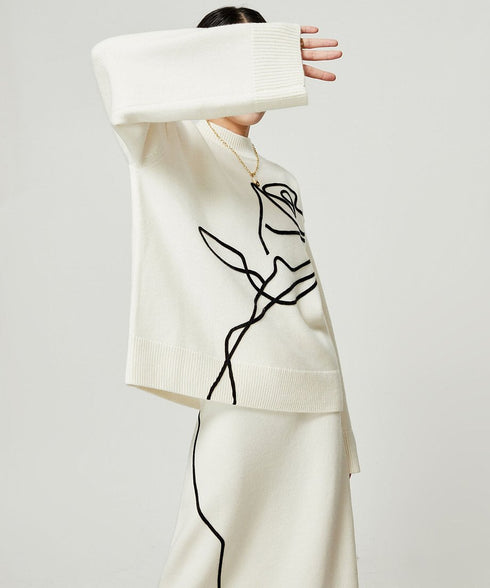 Line Drawing Sweater & Skirt Co-ord