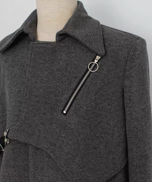 Layered Zip Long Coat