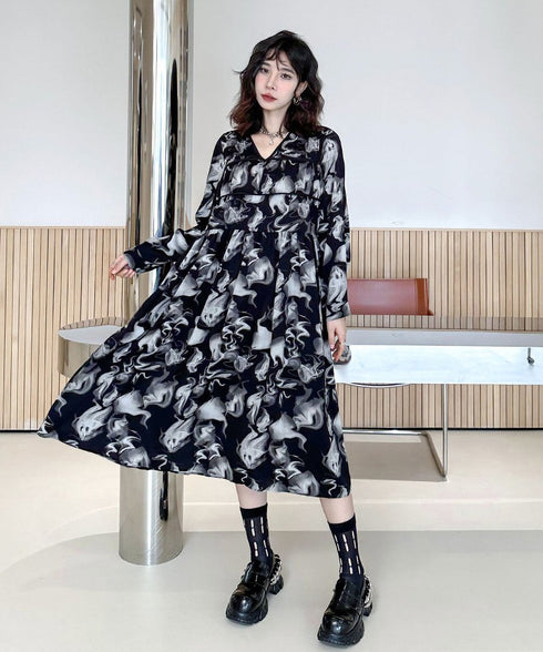 Smoke Marble Flare Dress