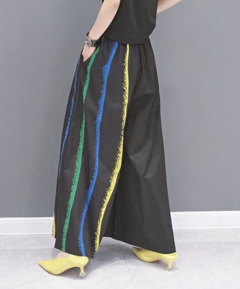 Wave Line Printed Wide Pants