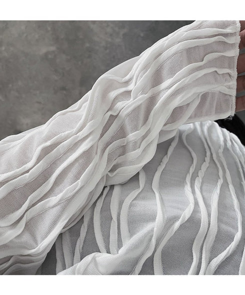 Ripple-fabric Long Sleeve T-shirt