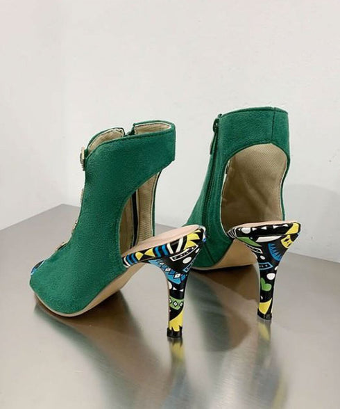 Square Stone High Heels