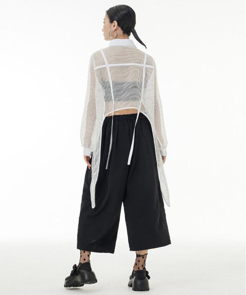 Side Long Mesh Blouse
