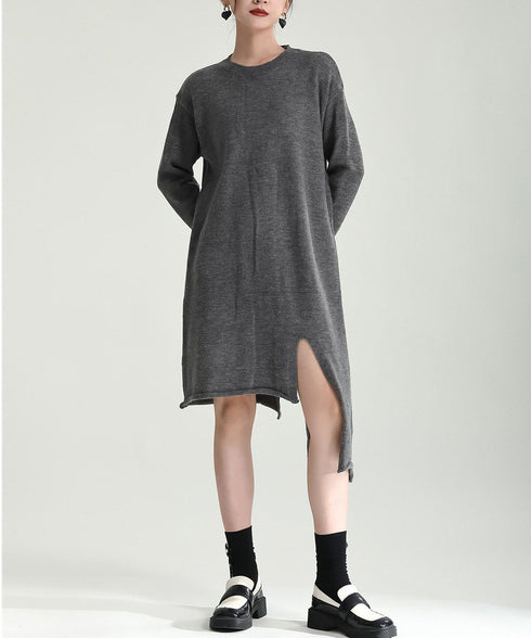 Slit Knit Dress & Poncho Co-ord
