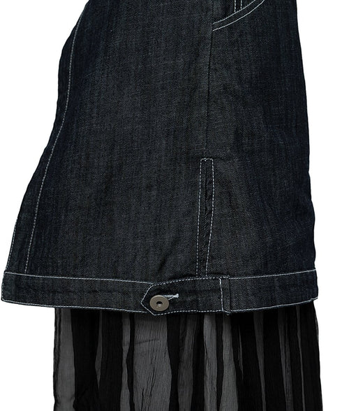 Hem Tulle Denim Skirt