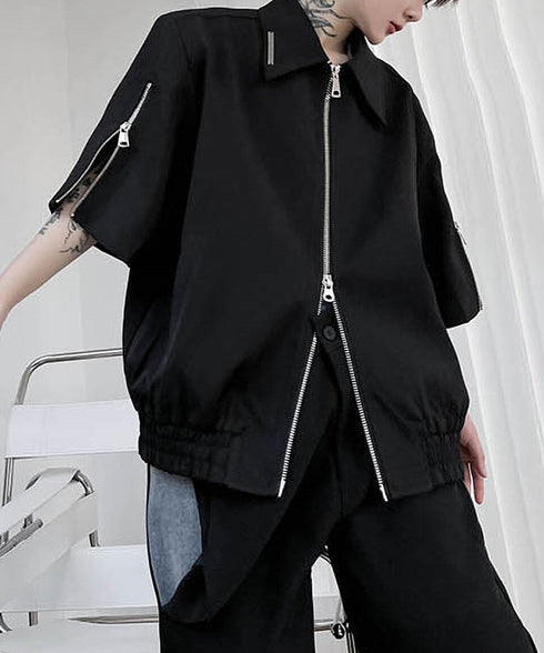Double Zip Short Sleeve Blouson