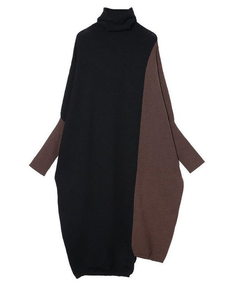 Bicolor batwing knit dress