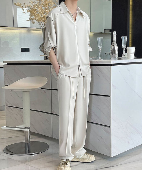 Zipper Sleeve Relaxed Set