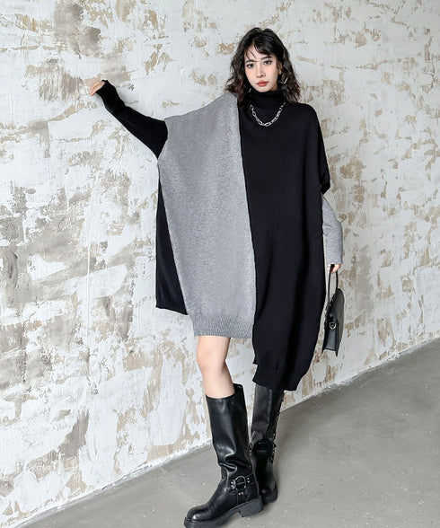 Diagonal Switch Sweater Dress