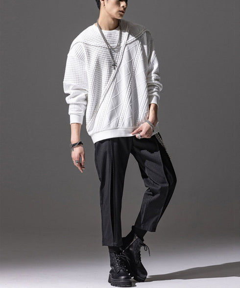 Textured Panel Mix Knit