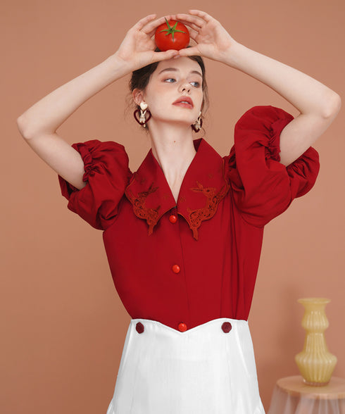 Rabbit Balloon Sleeve Blouse