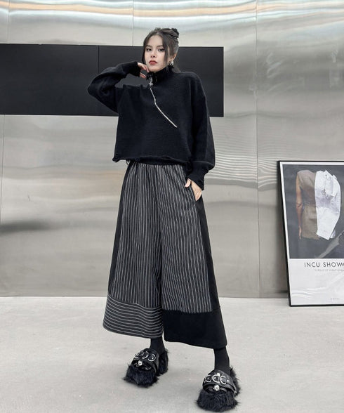 Panel Stripe Wide Pants