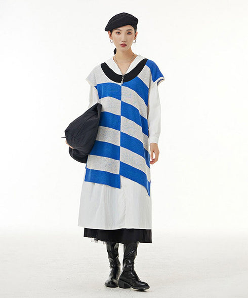 Wavy Stripe Oversized Knit Vest
