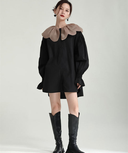 Tulip Collar Volume Sleeve Blouse