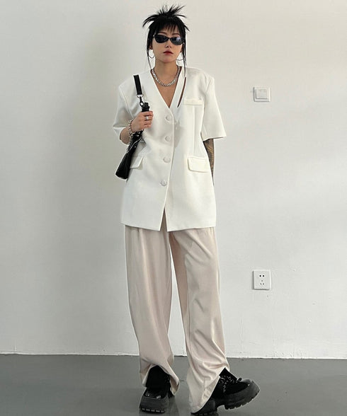 V-neck Short-sleeve Jacket