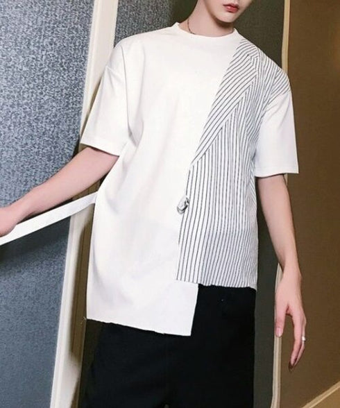 Half Stripe Panel T-Shirt
