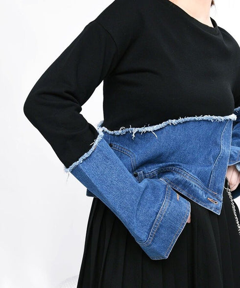Denim Switching Sweatshirt