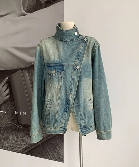 Stand Out Collar Denim Jacket